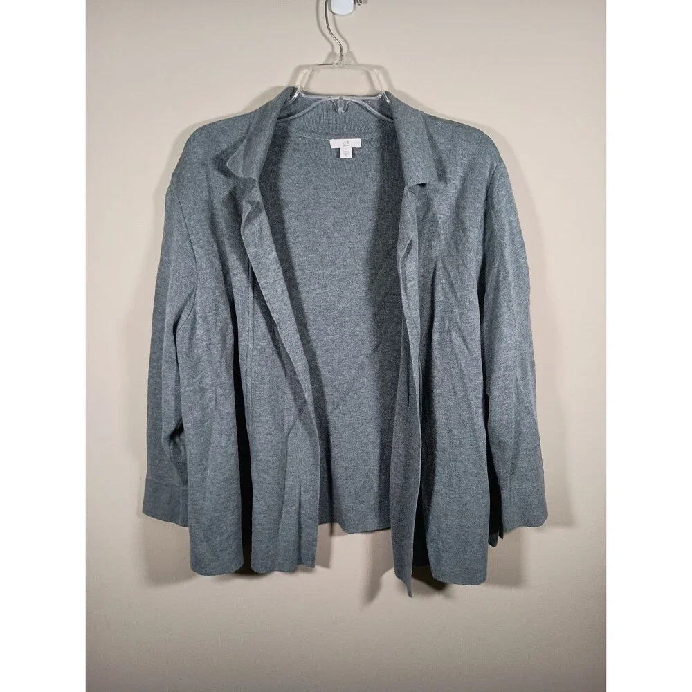 J.Jill Open Long Sleeve Gray Collared Womens Cardigan Size XL